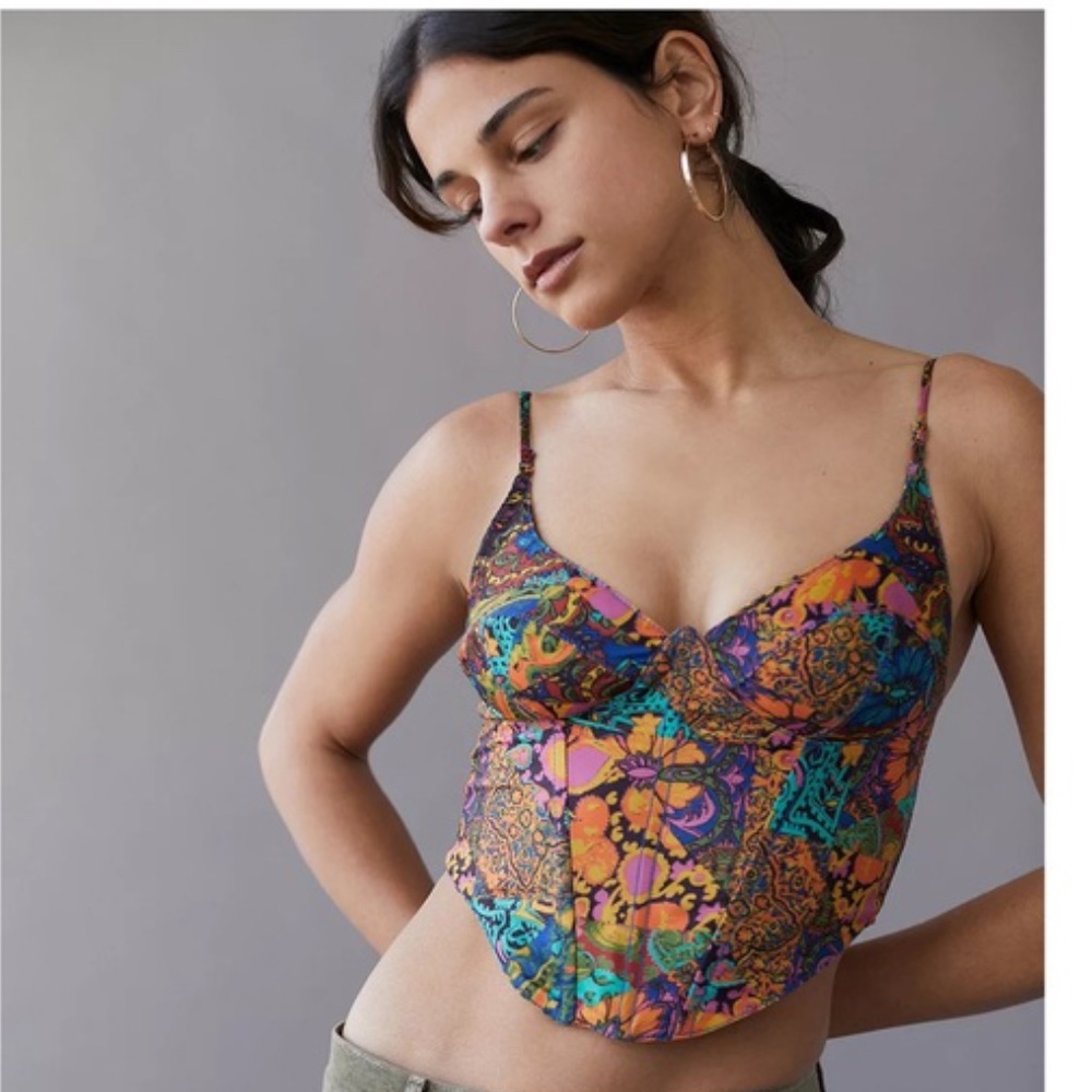 Urban Outfitters Karissa Corset Top Multi-Colored - Size S